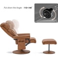thumbnail image 4 of Mcombo Swivel Recliner with Ottoman, Reclining Chair with Massage, Faux Leather Lounge Chairs for Living Room Bedroom 4539(Saddle), 4 of 9