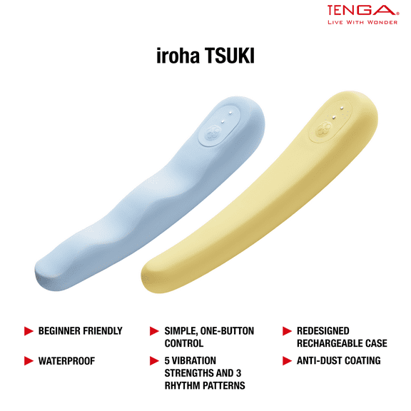 Iroha by TENGA TSUKI Minamo Rechargeable Soft-Touch Flexible Vibrator for G-Spot Stimulation
