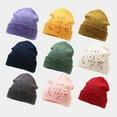 thumbnail image 3 of ZSQDM Hat Warm Chunky Cable Knit Polka Dots Hats Soft Stretch Thick Cute Knitted Cap for Cold Weather Letter Hats beanie New Era Hats berets Key Caps, 3 of 5