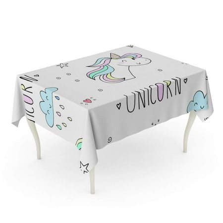 SIDONKU Pink Dream Cute Unicorn Pattern Pegasus Rainbow Abstract Tablecloth Table Desk Cover Home Party Decor 52x70 inch