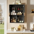 thumbnail image 6 of Bestier Fluted  Wall-Mounted Bathroom Medicine Cabinet with Door & Shelves, 23.62 x 8.27 x 29.84 Inches Wooden Over Toilet Storage Cabinet, Black, 6 of 9