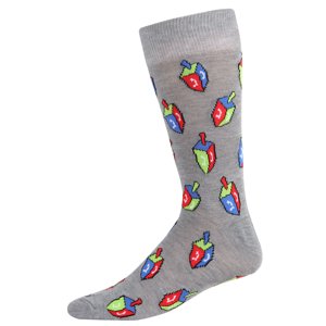 Colorful Hanukkah Dreidel Novelty Crew Socks