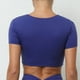thumbnail image 4 of Camiseta deportiva ajustada de manga corta y cuello en V para yoga para mujer - Ropa deportiva de alta resistencia con soporte acolchado, tallas reales (S-L), 4 of 6