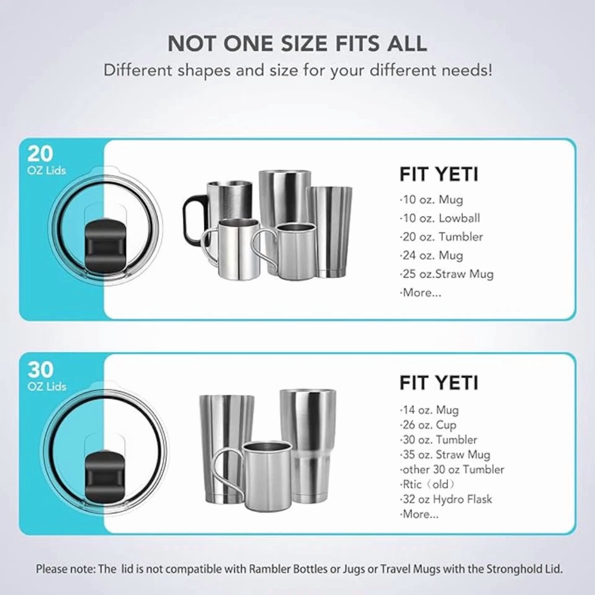 CIRCLE- 4Pk 20 Oz Tumbler Lid Replacement Lid For Yeti 20 Oz 10/24 Oz Mug & 10Oz Lowball