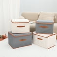 thumbnail image 6 of Unique Bargains Storage Cube Storage Bin with Handles Collapsible Storage Basket Beige M, 6 of 7