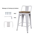 thumbnail image 4 of Leejay White 24 inch Low Back Counter Height Metal Barstool with Wood Seat, Set of 3, 4 of 5