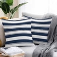 thumbnail image 2 of Navy Blue Outdoor Pillow Covers Set of 2 and Grey Stripe Abstract Geometric Striped Waterproof Throw Pillow Case Decorative Square Cushion Cover for Patio Couch Garden Balcony, 26"x26", 2 of 9