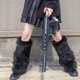 thumbnail image 4 of Calentadores de piernas de piel sintética para mujer, calcetines de punto en blanco y negro de estilo japonés Lolita para otoño e invierno, calentadores de piernas para mujer, 4 of 4