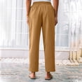 thumbnail image 5 of TRUBKH Womens Linen Pants Paperbag Pant High Waisted Lounge Trousers Beach Pants for Women Floral Belt Pants Gaucho Pant Vacation Beach Pants Flowy Gauze Pull On Pants Baggy Linen Pants Khaki L, 5 of 5