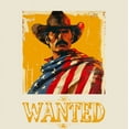 thumbnail image 2 of "Wanted" Cowboy With American Flag Adult Natural Crew Neck Short Sleeve Tee-Medium, 2 of 2