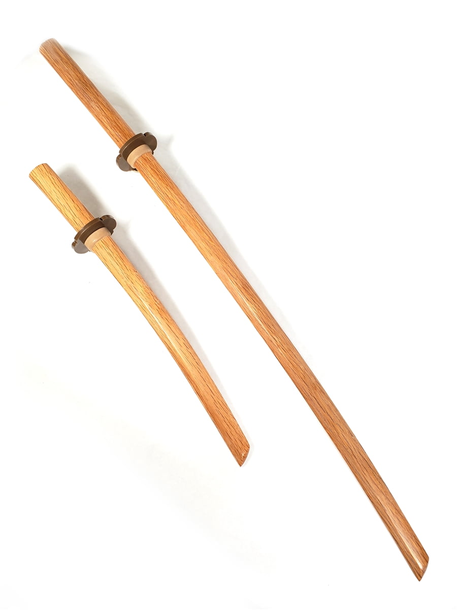 Natural Oak Bokken set Long (Daito 40") and Short (Shoto 21.5