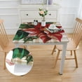 thumbnail image 2 of HAOXIT  Elastic Edged Flannel Backed Vinyl Fitted Table Cover - Christmas Flower Pattern- Fits Square Tables white, 2 of 7