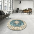 thumbnail image 4 of Ahgly Company Machine Washable Indoor Round Traditional Grayish Turquoise Green Area Rugs, 4' Round, 4 of 7