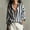 #161-Navy, variant on Craaazy Womens Long Sleeve Button Down Shirts Loose Fit Striped Lapel Collared Casual Blouses for Everyday Wear, Office