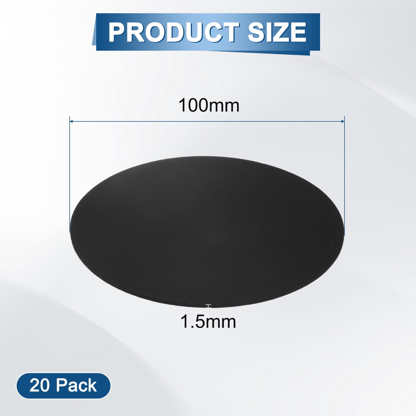 Uxcell 20-Pack Rubber Solid Discs Washers 100mm OD x 1.5mm Thick for HVAC Black