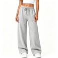 thumbnail image 5 of Women's Soft Sweatpants Wide Leg Drawstring Waist Weekend Wear Pants, 5 of 9