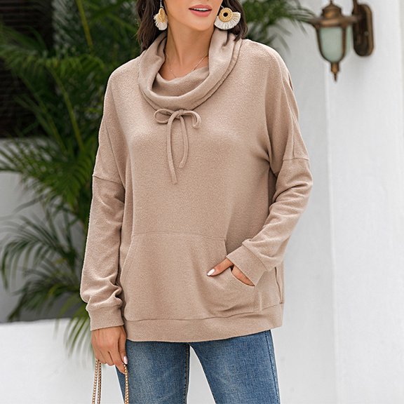 Xcmzpl Fleece Sweatshirts for Women Plus Size Solid Color Round Neck Sweatshirt Trendy Sweater Tops Tunic Long Sleeve T-shirts Fall Clothes