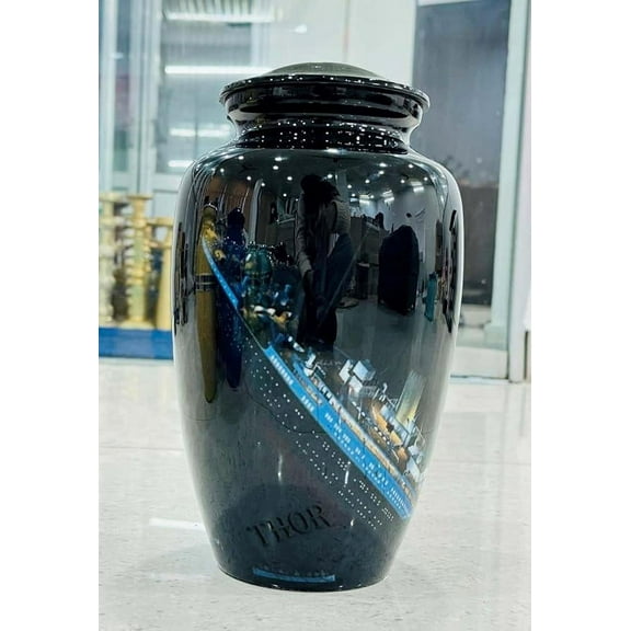 Handicrafts Beautiful Cremation Urn for Human Ashes with Titanic Ship Painted This is Perfect to Your Loved (Black)