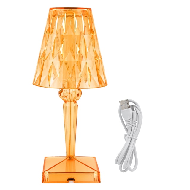 Lampe de Bureau Prism, Trois Vitesses Réglables Prisme Transparent Belle Lampe de Table à la Mode Dimmable pour Cadeaux pour Décoration Orange