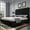 Black, variant on VanAcc 52.8" High Upholstered Bed Frame Queen Size Platform Sleigh Bed with Deep Button Tufted Headboard/Easy Assembly/Cream