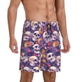 thumbnail image 2 of Sikiie music Skull record Mens Pajama Shorts, Lightweight Lounge Pant with Pockets Soft Sleep Pj Shorts for Men3X-Large, 2 of 6