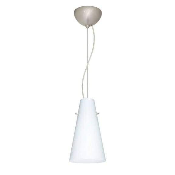 1KX-412407-LED-SN-Besa Lighting-Cierro-One Light Cord Pendant with Flat Canopy-5.38 Inches Wide by 9.38 Inches High-Satin Nickel Finish-Opal Matte