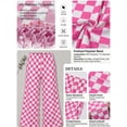 thumbnail image 3 of JWD Women's Checkered Wide Leg Pants Casual Elastic Waist Comfy Loose Fit Trousers with Pockets Pink White Plaid 2XL, 3 of 6