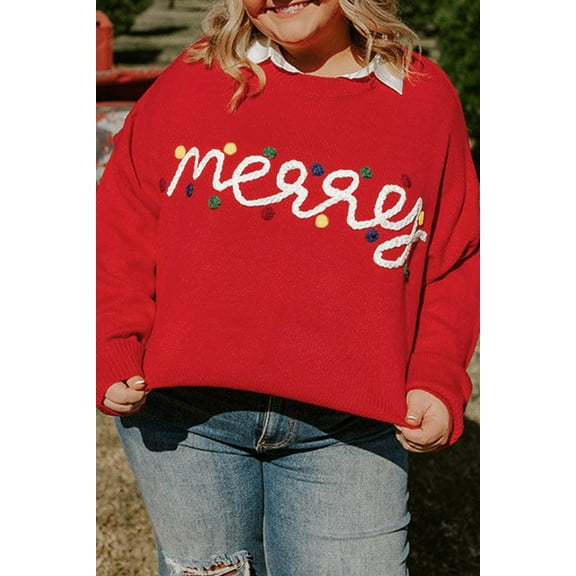 Redhotype Sparkling Merry Red Plus Size Sweater - Cozy Holiday Style!