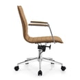 thumbnail image 4 of 2xhome Modern Office Desk Chair | PU Leather Ribbed Back | Adjustable Height, Tilt Lock, Tan, Set of 1, 1 piece, 4 of 13