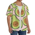 thumbnail image 4 of Xecao offers the Cute Avocado for Men's Casual Short-sleeved Shirt, a button-up collared shirt with a pocket, perfect for beach vacations and yacht travel in the X-Large size., 4 of 7