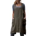 thumbnail image 1 of Mujeres Hombres Delantal largo Sin mangas Lino Algodón Delantal con bolsillos grandes Traje diario FLhrweasw Nuevo, 1 of 6