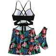 thumbnail image 3 of Gibobby Trajes de Baño para Mujer Traje de baño de 3 piezas para mujer Conjunto de bikini de triángulo halter metálico con falda de playa(Negro,CH), 3 of 5