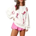 thumbnail image 1 of xiaxaixu Chandail en Molleton Ample pour Femmes Saint-Valentin Bottes en Fer à Cheval Imprimé Col Rond Manches Longues Pulls Automne Hiver Hauts Décontractés Chemises, 1 of 7