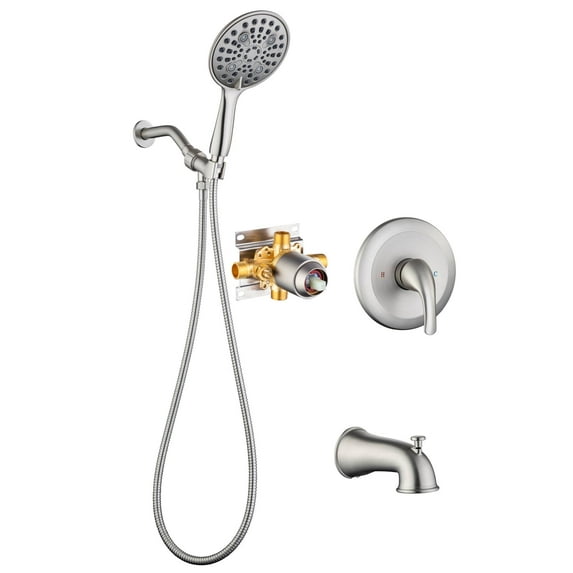SUGIFT 6" Detachable Handheld Brass Shower Head, Brushed Nickel