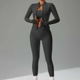 thumbnail image 2 of THDHVS Workout Sets for Women,Matching Sets Women Clothing,Women 3pc Long Sleeve Workout Jumpsuit Zip Up Sweatshirts Legging Sweatpants Dark Gray XS, 2 of 6