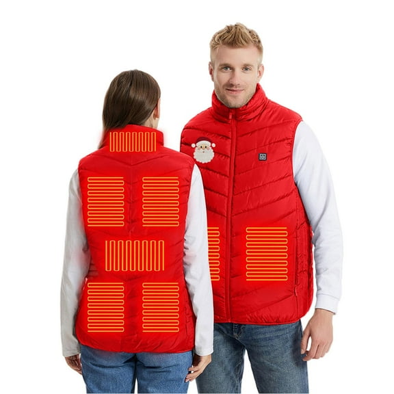 Gamivast Mens Heated Vests for Women Rechargeable Lightweight Stand Collar Sleeveless Jackets with 9 Heating Zones and 3-Levels Washable Xmas Cute Coats with Pockets Trendy 5Xl no Power Bank