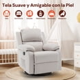 thumbnail image 3 of Korser Sillón Reclinable Giratorio 360°Adultos,Mecedora Pequeña Para Espacios Reducidos,Lino,Beige, 3 of 6
