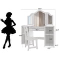 thumbnail image 2 of Para niños' 2 - in - 1 de madera vanity set con mirror - blanca, includes stool, tri - folding mirror, y cajón, removable top, ideal para para little girls' pretend play makeup, 2 of 6