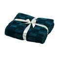 thumbnail image 4 of Home Soft Things Leaf Pattern Faux Fur Throw Blanket with Micromink Back, Solid Color Fuzzy Super Soft Cozy Plush Throw, 60x70 inches, Teal, 4 of 10