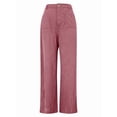 thumbnail image 3 of Women'S Corduroy Wide Leg Pants with Patch Pockets Casual Slim Fit Elastic Waist Trousers Lotus Root Color L, 3 of 8