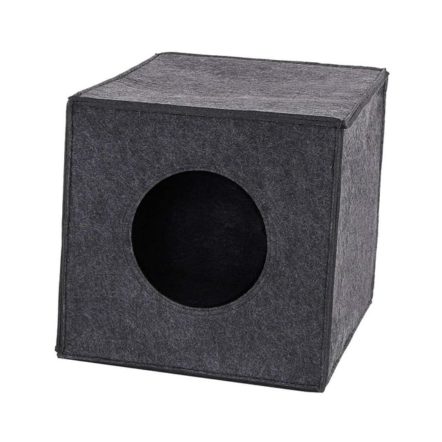 Cama cubo cueva de fieltro para interior, perrera plegable, suave repetición, nido para gato, escondite para Chihuahua, gatito, cachorro, Pomerania , negro