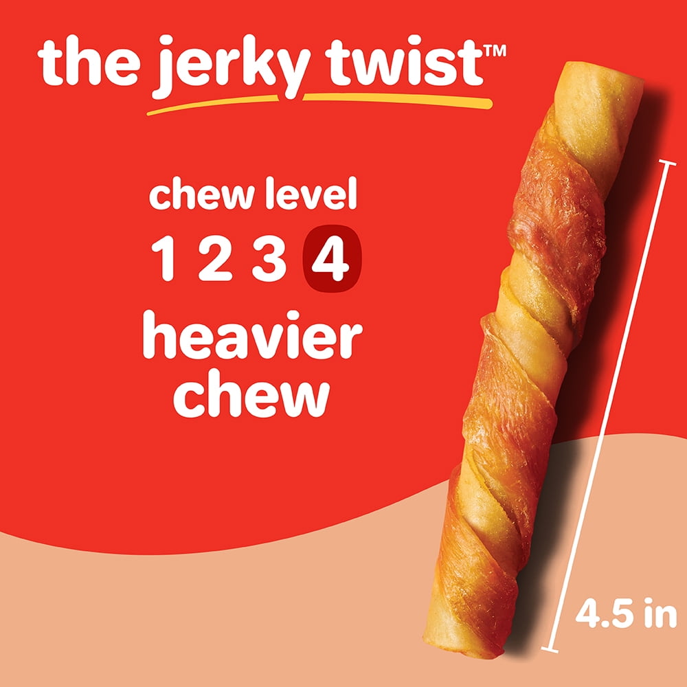 (4 pack) Hartz Oinkies Jerky Twists Chicken Wrapped Smoked Pig Skin Twists Dog Treats, Stick Treat (16 Count)