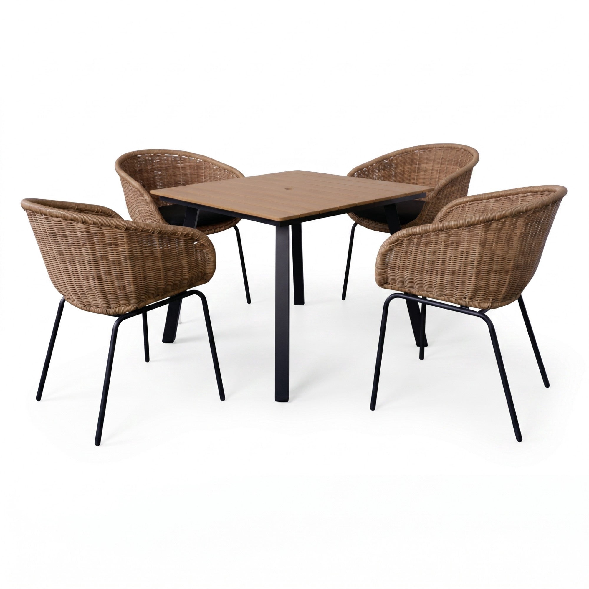 Sailvan Outdoor Dining Table Collection with Umbrella Hole, All-Weather Foldable & Square Options