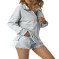 thumbnail image 3 of Sweat à Capuche Décontracté à Manches Longues pour Femmes avec Fermeture Éclair Quart Bleu m, 3 of 8