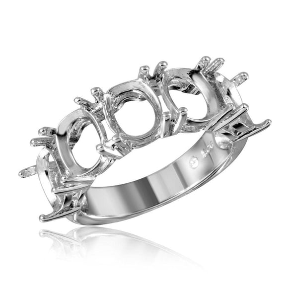 Rhodium Plated Sterling Silver 925 Open Shank 5 Mounting Ring Band Jewelry Female Male Unisex Size 5