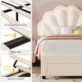thumbnail image 4 of Homfa Twin Bed Frame with LED Light & Storage Drawer, Upholstered Platform Bed with Adjustable Petal Headboard, Off White Velvet, 4 of 8
