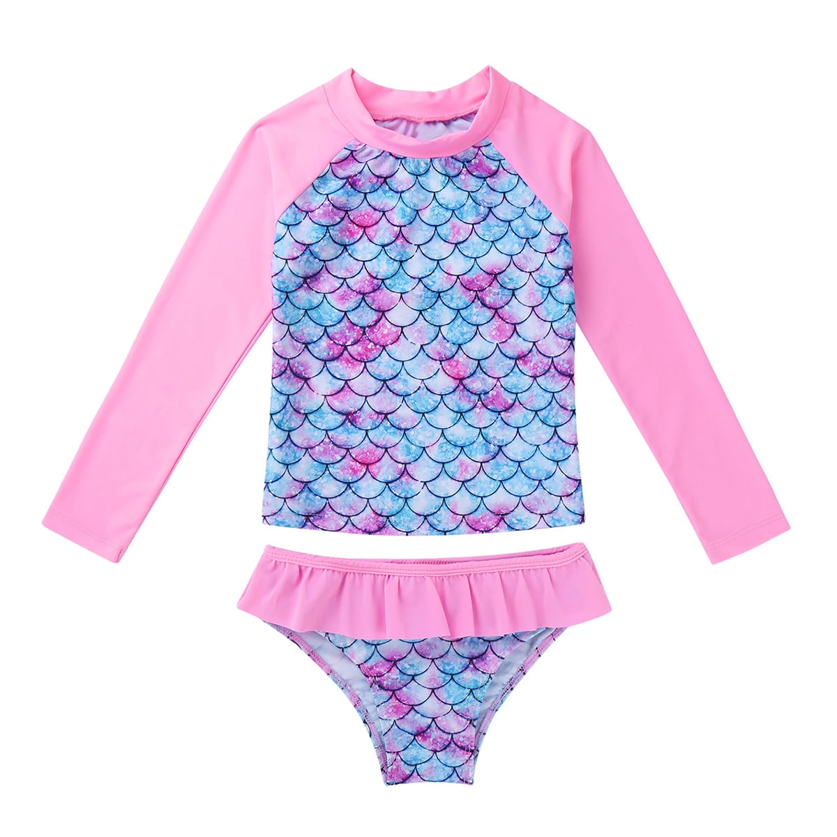 MSemis Girls Mermaid Swimsuit 2-Pieces Rash Guard Sets Bathing Suit ...