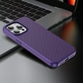 thumbnail image 3 of Allytechgroup Slim Carbon Fiber Texture Phone Case for Apple iPhone 15 Pro Max, Shockproof Soft TPU Bumper, Raised Edge Camera and Screen Protection, Lightweight Anti-Slip Cover, Purple, 3 of 8