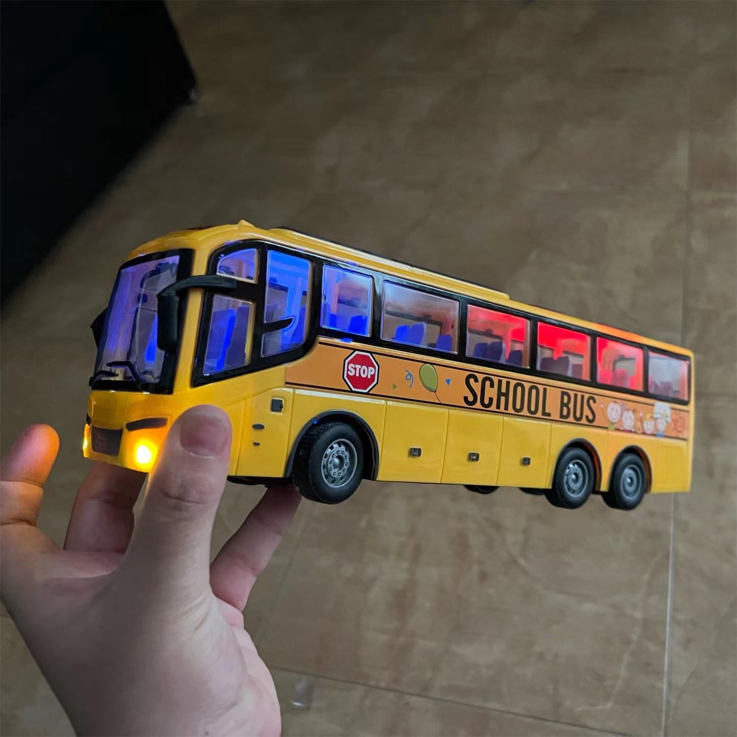 AIGIA 1:30 Scale 27MHZ Lights Simulation School Bus Rc Bus Electric Remote Control Car with Light School Bus Toys