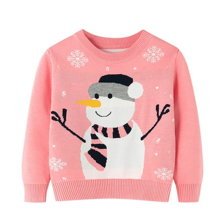 

Toddler Boys Girls Christmas Cartoon Snowman Prints Sweater Long Sleeve Warm Knitted Pullover Knitwear Tops Toddler Skeleton Shirt 4t Girl Clothes Newborn Baby Sweaters